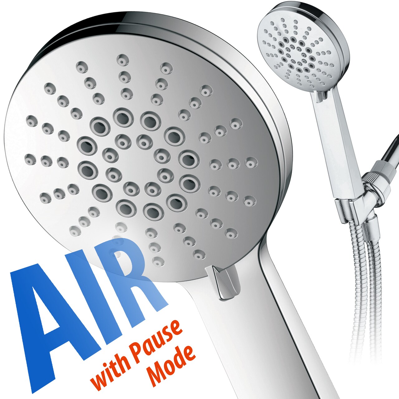 Airjet-300 Luxury Hand Shower 6 Settings Chrome 6Ft Hose High Pressure Hydro-Engine